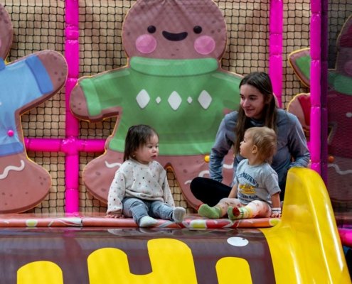 two toddlers in a safe indoor play area